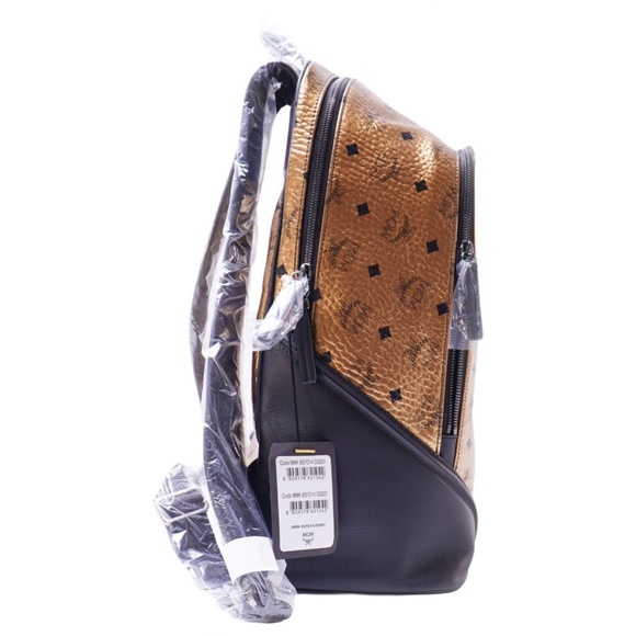 MCM BACKPACK, LEATHER GOLD/BLACK LARGE MMK8SFO14DG main image 3